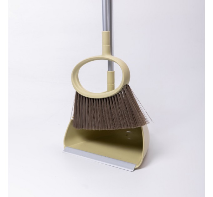 Набір для прибирання щітка та совок з довгою ручкою 71 см, оливковий