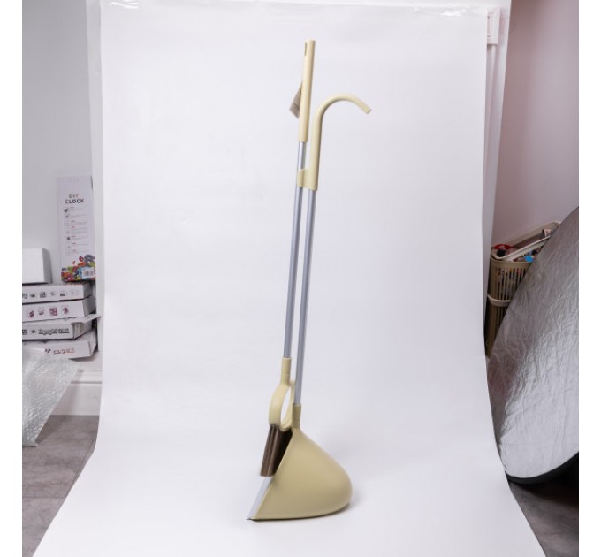 Набір для прибирання щітка та совок з довгою ручкою 71 см, оливковий