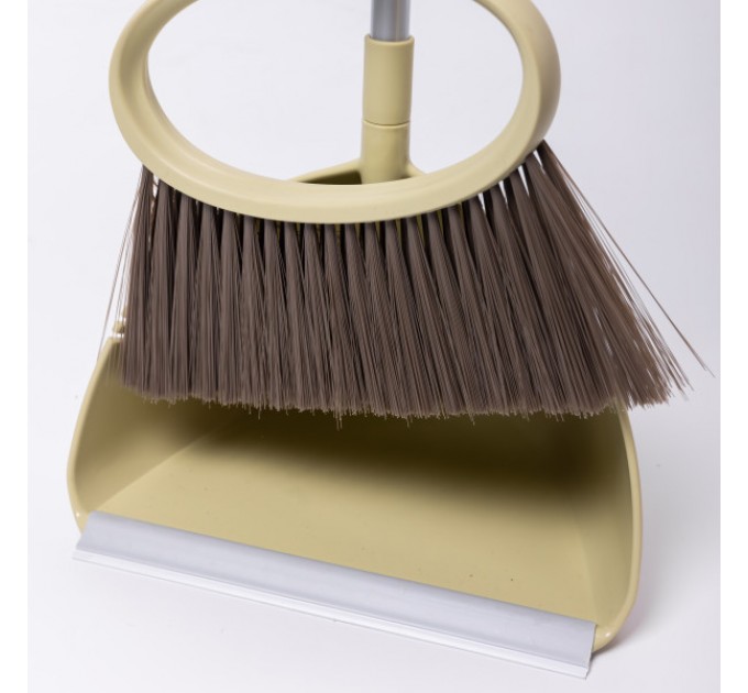Набір для прибирання щітка та совок з довгою ручкою 71 см, оливковий
