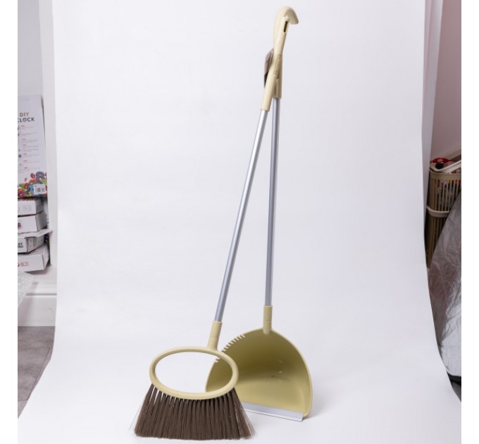 Набір для прибирання щітка та совок з довгою ручкою 71 см, оливковий