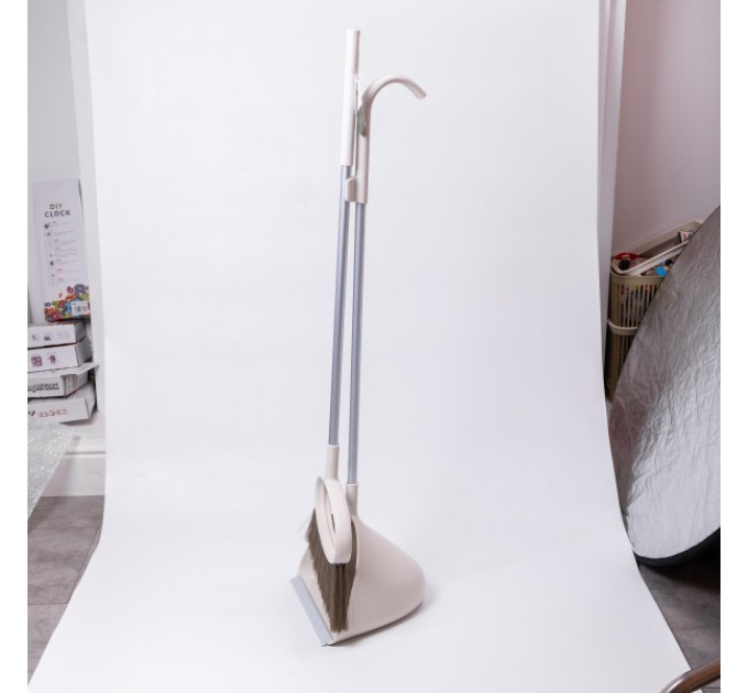 Набір для прибирання щітка та совок з довгою ручкою 71 см, білий