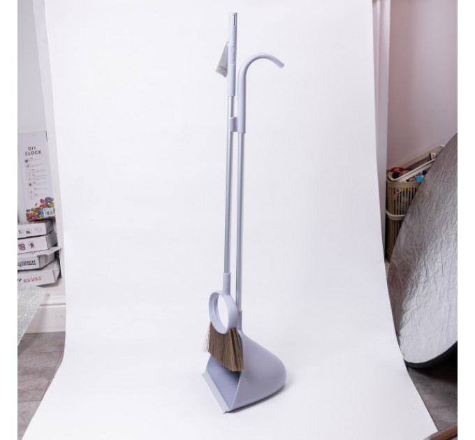 Набор для уборки щеток и совок с длинной ручкой 71 см, лиловый.