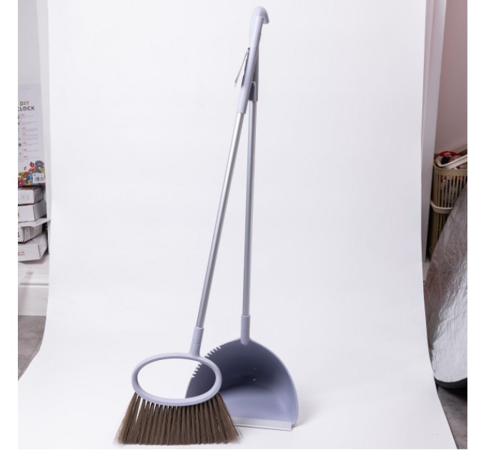 Набор для уборки щеток и совок с длинной ручкой 71 см, лиловый.