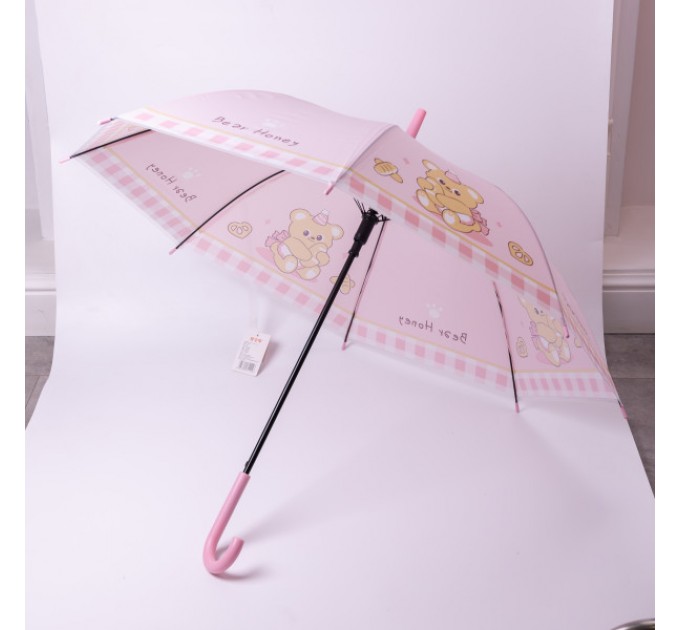 Детский зонт-трость полуавтомат складной 94 см, розовый