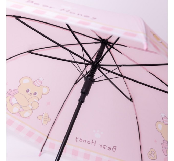 Детский зонт-трость полуавтомат складной 94 см, розовый