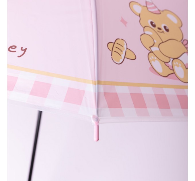 Детский зонт-трость полуавтомат складной 94 см, розовый