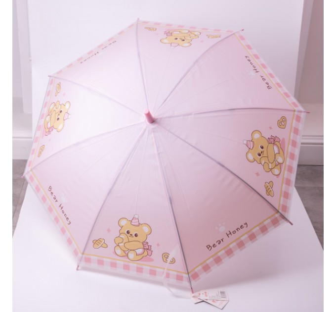 Детский зонт-трость полуавтомат складной 94 см, розовый