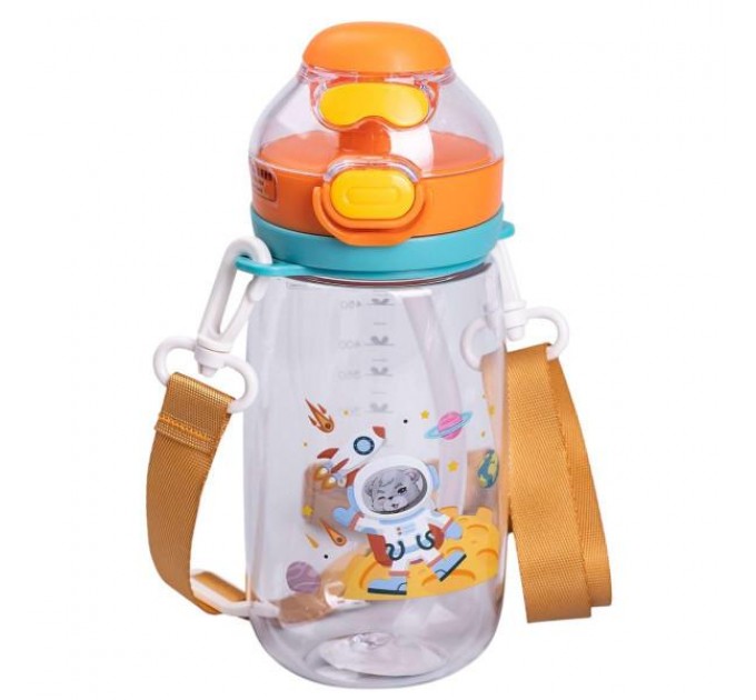 Дитяча пляшка для напоїв 550 мл з ремінцем, помаранчевий Дитяча пляшка для напоїв 550 мл з ремінцем, помаранчевий