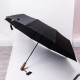 Парасоля автоматична складна 116 см, з дерев'яною ручкою, чорний