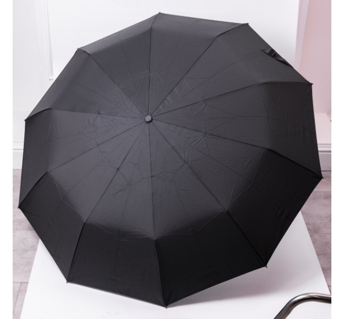 Зонтик автоматический складной 116 см, с деревянной ручкой, черный