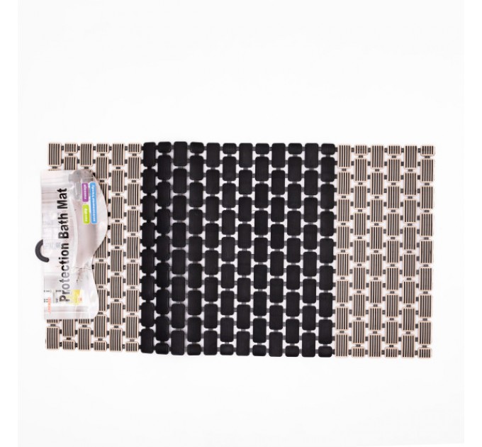Килимок для душового піддону на присосках 73*40 см, сірий з чорним