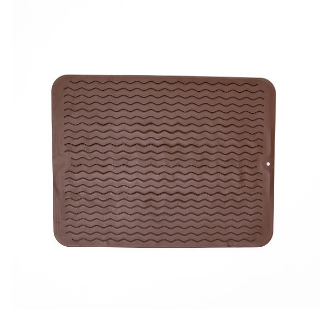 Килимок силіконовий для сушки посуду 40*30 см, коричневий