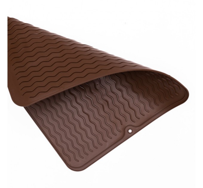 Килимок силіконовий для сушки посуду 40*30 см, коричневий