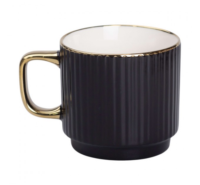 Чашка керамическая 300 мл рельефная, черный