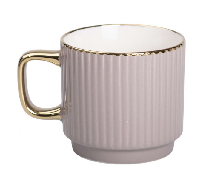 Чашка керамическая 300 мл рельефная, кремовая