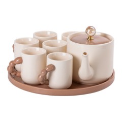 Чайний сервіз на 6 персон керамічний 8 предметів, мокко