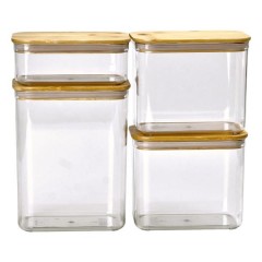 Набір ємностей для зберігання 4 штуки 3,7/2,7/1,7/0,7 л з бамбуковими кришками