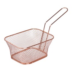 Кошик сервірувальний для фрі та снеків 14*10,5*6,5 см з гальванічним покриттям, рожевий