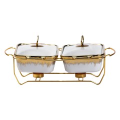 Мармітниця керамічна прямокутна на 2 секції по 1 л, золото Мармітниця керамічна прямокутна на 2 секції по 1 л, золото