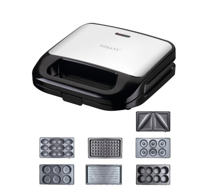 Мультипекар SOKANY 08063 на 7 пластин з антипригарним покриттям, хром