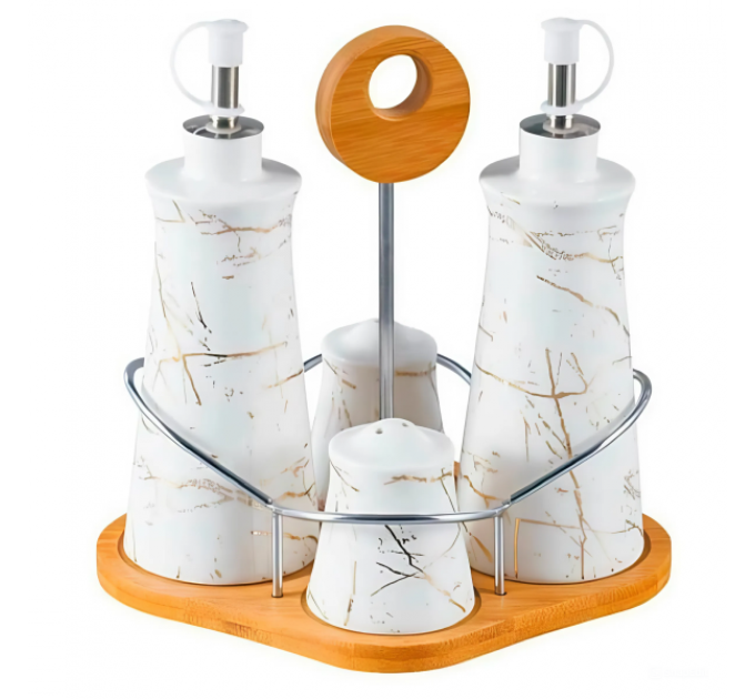 Набір для спецій та рідких текстур 4 предмети на бамбуковій підставці