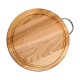 Обробна дошка кругла 25 см з металевою ручкою, ясен
