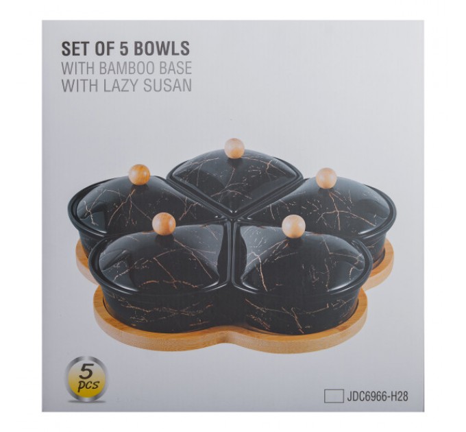 Менажниця порцелянова 5 секцій на поворотній підставці