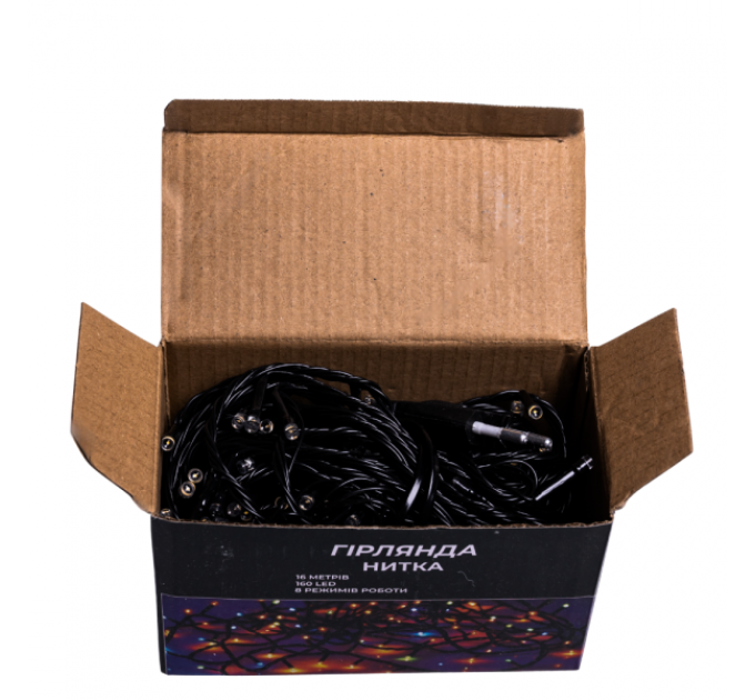 Гірлянда Нитка 160 LED 16 м чорна, білий
