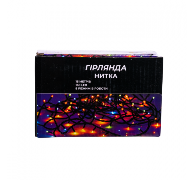 Гірлянда Нитка 160 LED 16 м чорна, білий