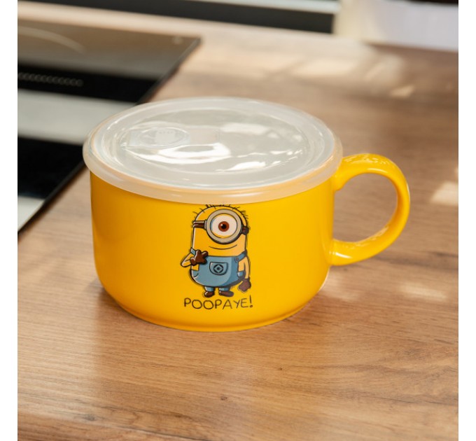 Миска для лапши фарфоровая 900 мл Poopaye с герметичной крышкой