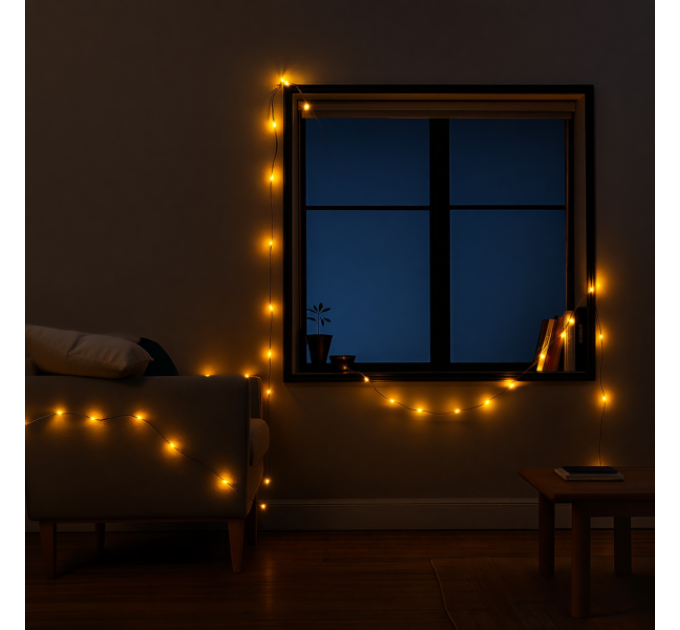 Гирлянда Нить 50 LED 6 м черный, желтый