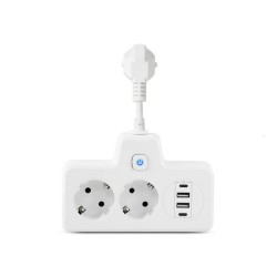 Мережевий фільтр-розгалужувач SNAILS 2 розетки LED 4 USB 8 см, білий Мережевий фільтр-розгалужувач SNAILS 2 розетки LED 4 USB 8 см, білий