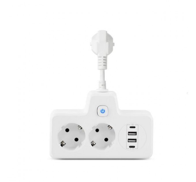 Мережевий фільтр-розгалужувач SNAILS 2 розетки LED 4 USB 8 см, білий Мережевий фільтр-розгалужувач SNAILS 2 розетки LED 4 USB 8 см, білий