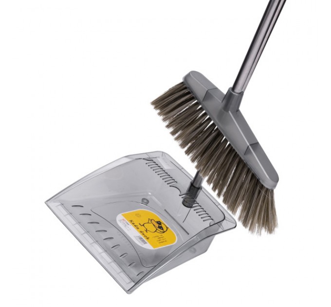 Набір для прибирання віник з совком 95 см, сірий