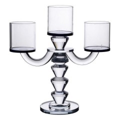 Підсвічник-канделябр скляний Parallels на 3 свічки 23 см