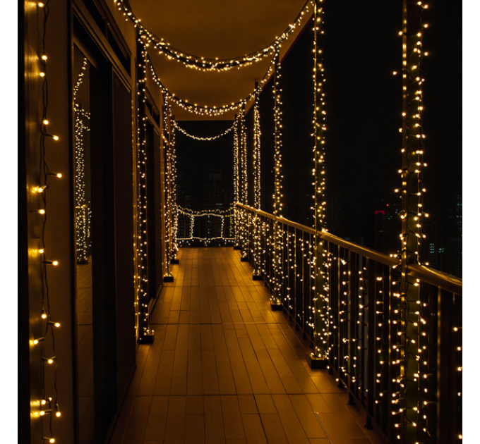 Гирлянда Нить 160 LED 16 м черный, желтый