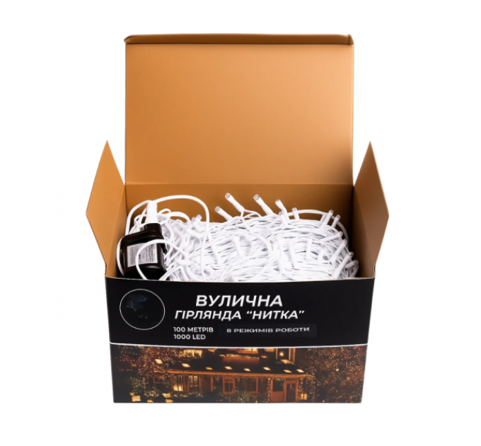 Гирлянда Нитка вулична 1000 LED 100 м біла, жовтий