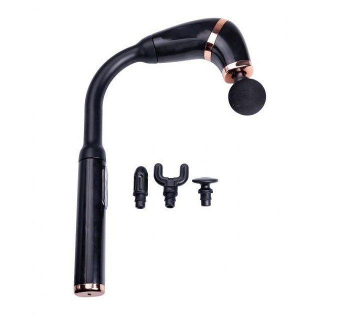 Перкусійний масажер Fascial Gun Massage 4 насадки, чорний