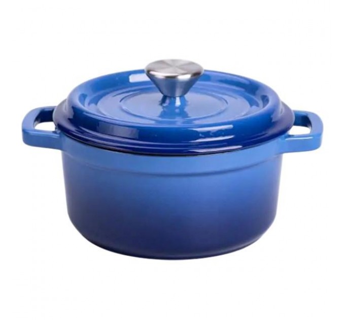 Кокотница чугунная с эмалированным покрытием 2 л, синий