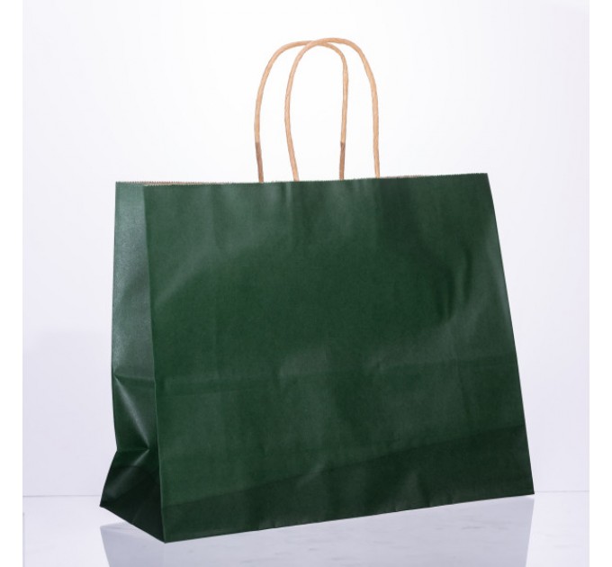 Подарунковий пакет 31*12*25 см крафтовий 12 штук в упаковці, зелений