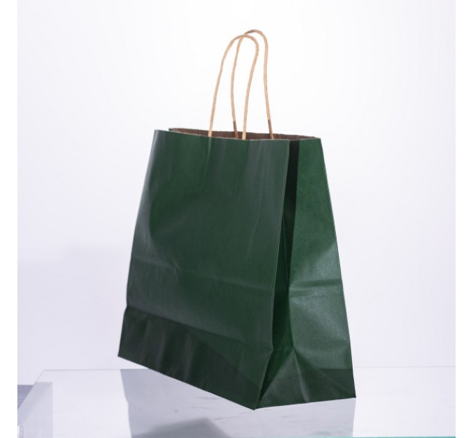 Подарунковий пакет 31*12*25 см крафтовий 12 штук в упаковці, зелений