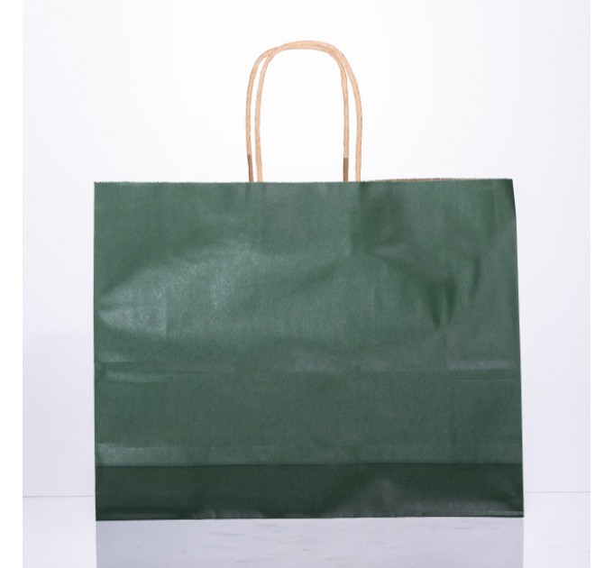 Подарунковий пакет 31*12*25 см крафтовий 12 штук в упаковці, зелений