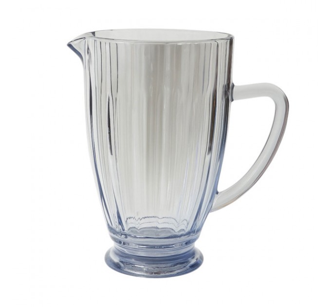 Глечик для напоїв 1,2 л ребристий з товстого скла, блакитний
