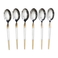 Набір столових ложок з нержавіючої сталі 6 штук, срібло з позолотою