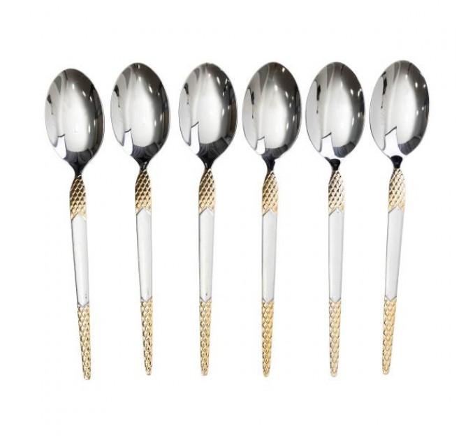 Набір столових ложок з нержавіючої сталі 6 штук, срібло з позолотою