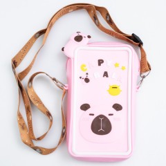 Сумочка-футляр для телефону Капібара силіконова на блискавці 17*10*3 см, рожевий