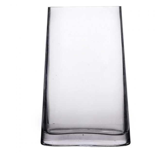 Ваза декоративная в минималистичном стиле овальная 32.5 см прозрачная