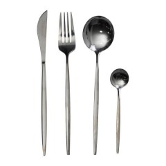 Набір столових приборів 24 предмети на 6 персон, чорне золото