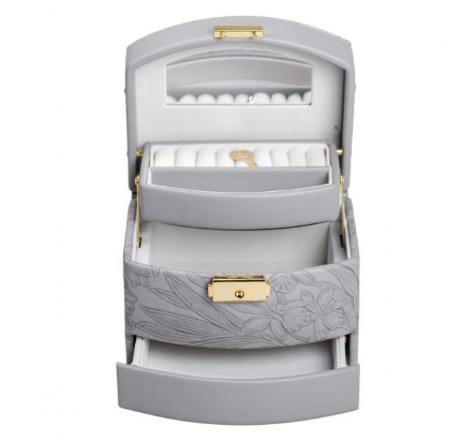 Кейс-ящик для украшений с замком 15,5х11,5х11,5 см, серый