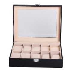 Ящик-органайзер для украшений и аксессуаров с накидным замком 25,5х20х7,5 см, черный